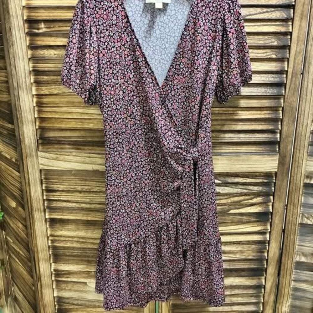 MICHAEL Michael Kors Floral Short-Sleeve Wrap Style Mini Dress size M